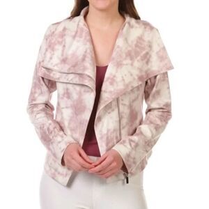 Bagatelle tie-dye pink white zip up moto jacket womens M